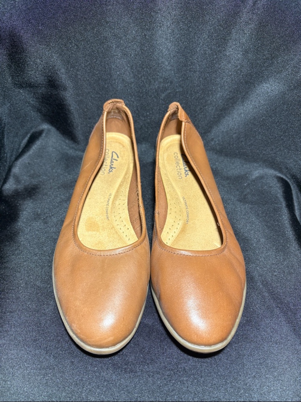 Women’s Clarks Brown Leather Flats, Size 8